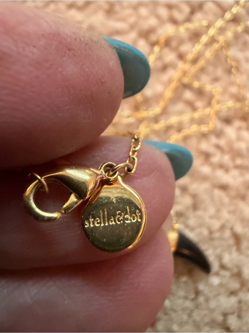 Stella & Dot Black Horn Crescent Necklace Gold Tone Rhinestone Adjustable